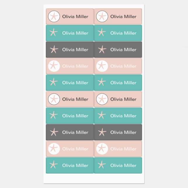 Étiquettes de nom Starfish pour la garderie du cam (Feuille)