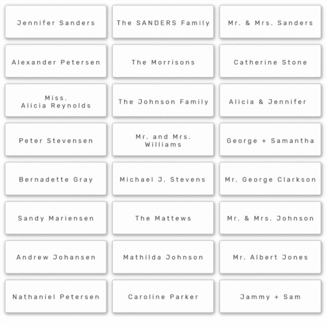 Étiquettes de noms d'invités de mariage minimalist (Devant)