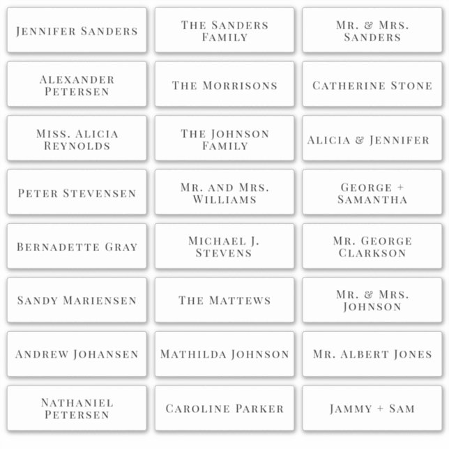 Étiquettes de noms d'invités de mariage modernes (Devant)