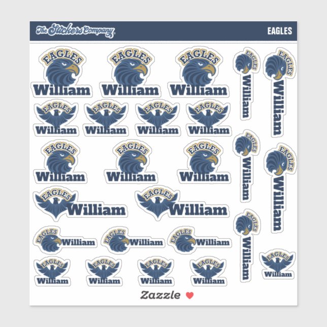 Étiquettes de noms personnalisés Eagles | Stickers (Feuille)