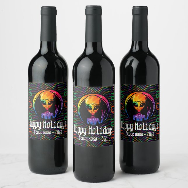 Étiquettes de nourriture et de vin Alien Peace Tie (Bouteilles)