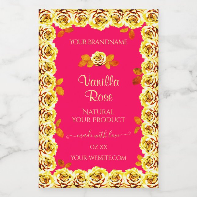 Étiquettes de packaging de produit rose floral Ros (Étiquettes simples)