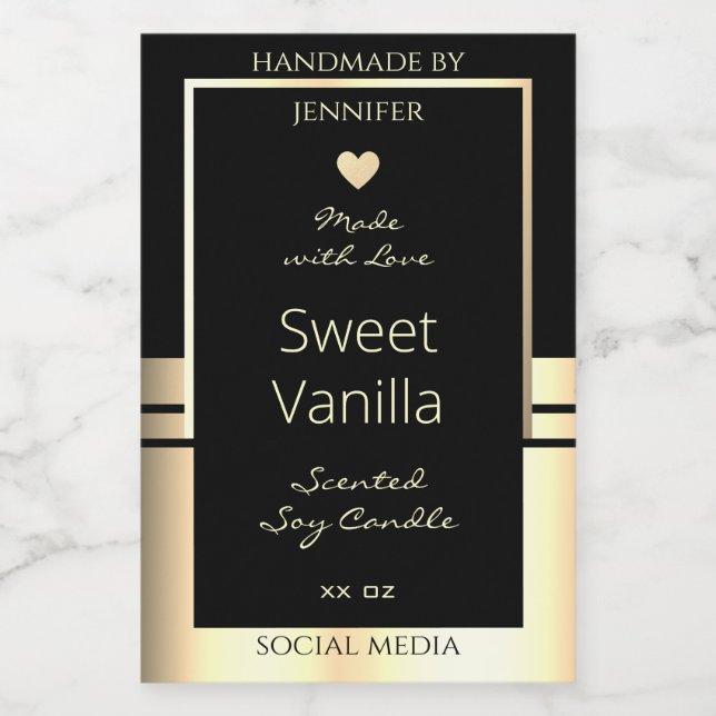 Étiquettes de packaging de produits de luxe Noir e (Étiquettes simples)