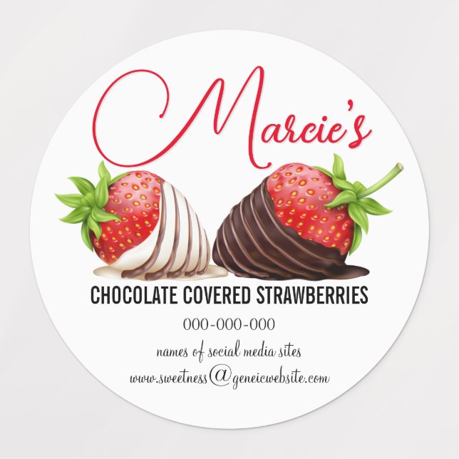 Étiquettes de paquets de fraises enrobées de choco (Design 1)
