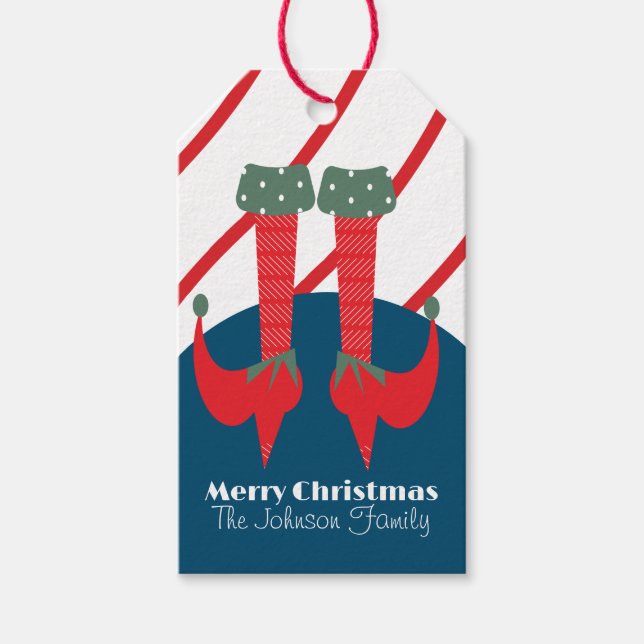 Étiquettes de pieds de lutin de Noël mignons pour  (Devant)