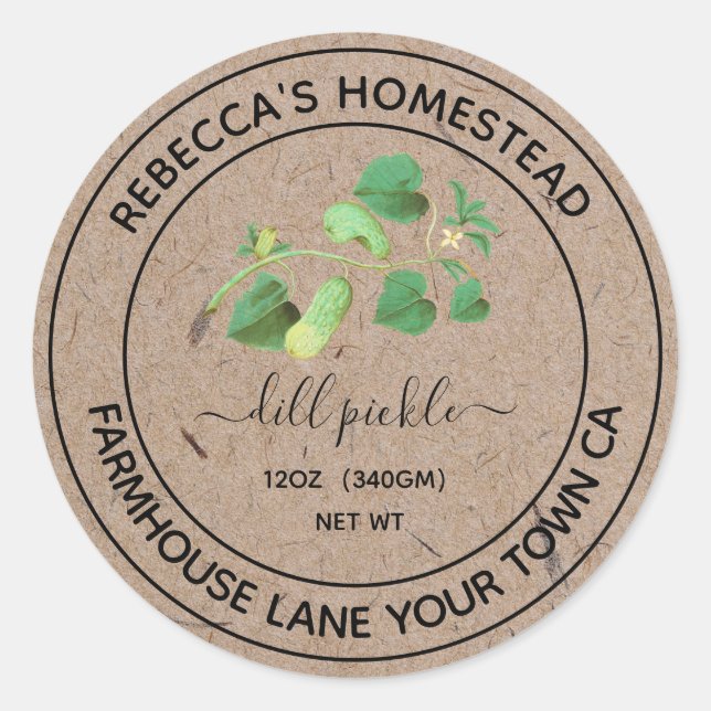 Étiquettes de pot de conserve en papier Kraft Dill (Devant)
