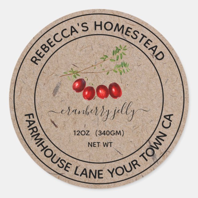 Étiquettes de pot de conserve en papier kraft Jell (Devant)