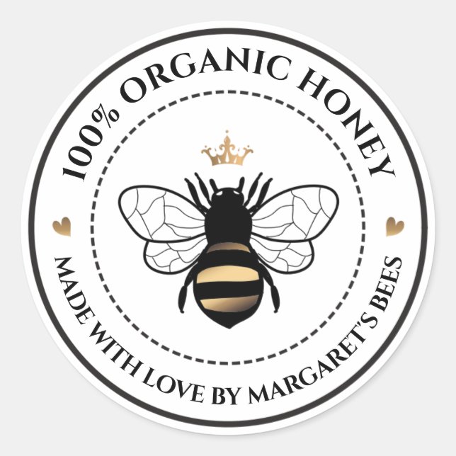 Étiquettes de pot de miel Ruche d'abeille Abeille  (Devant)