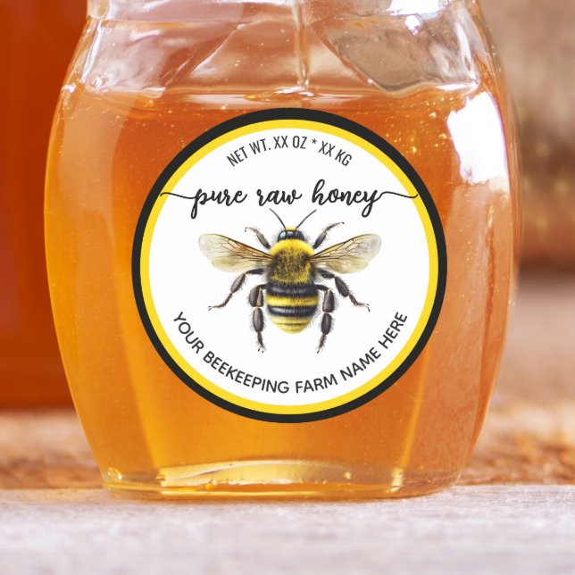 Étiquettes de pot de miel | Rucher d'abeilles à mi (Créateur téléchargé)