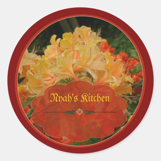 Étiquettes de pot d'épices à fleurs rouge et or (Devant)