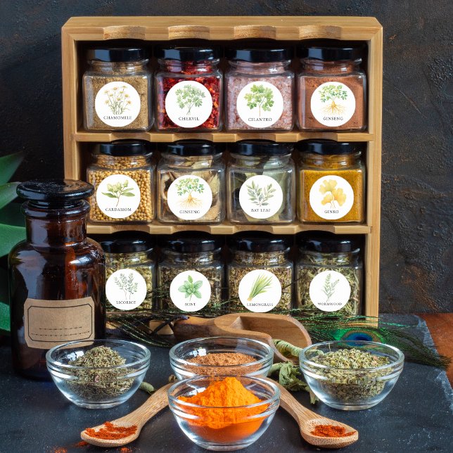 Étiquettes de pots d'aquarelle et d'épices (Watercolor Herb and Spice Jar Labels)