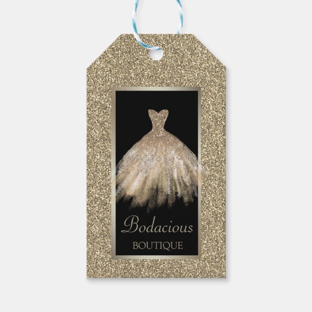 Étiquettes de prix de robe à paillettes dorées mod (Devant)