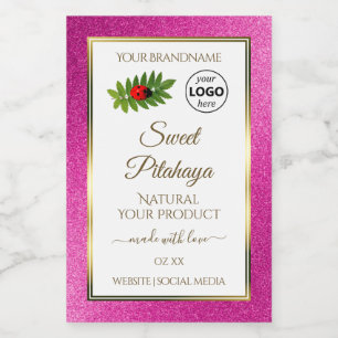 Étiquettes de produit blanches avec paillettes ros