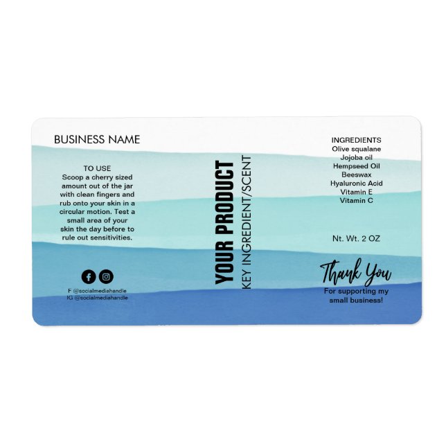 Étiquettes de produit de bocal bleu écorce stratif (Devant)
