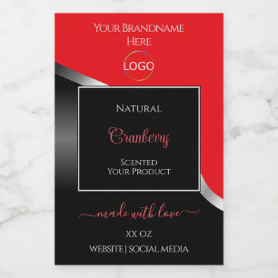 Étiquettes de produit du logo en argent rouge noir