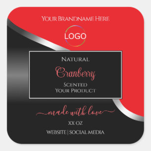 Étiquettes de produit du logo en argent rouge noir