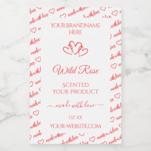 Étiquettes de produit en nuage de mots rose clair 