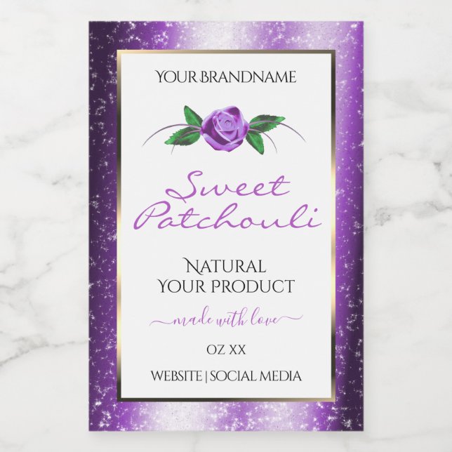 Étiquettes de produit jolies violettes et blanches (Étiquettes simples)