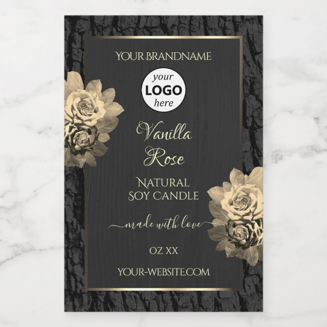 Étiquettes de produit Logo Fleur Rustique Écorce d (Étiquettes simples)