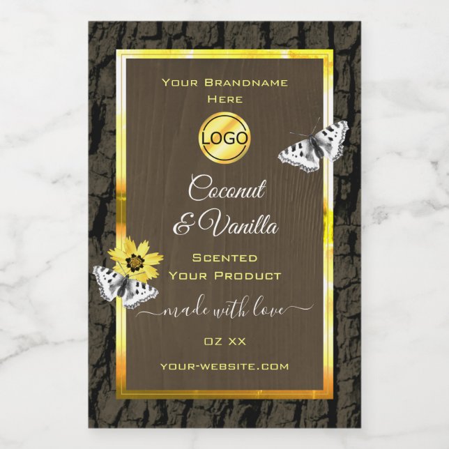 Étiquettes de produit Marron foncé veiné bois Ajou (Étiquettes simples)