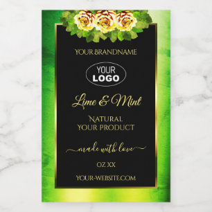 Étiquettes de Produit Noir avec Logo Roses sur Mar