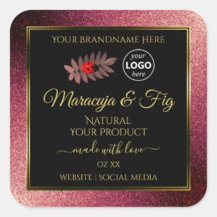 Étiquettes de produit Noir Brillant Burgundy Logo 
