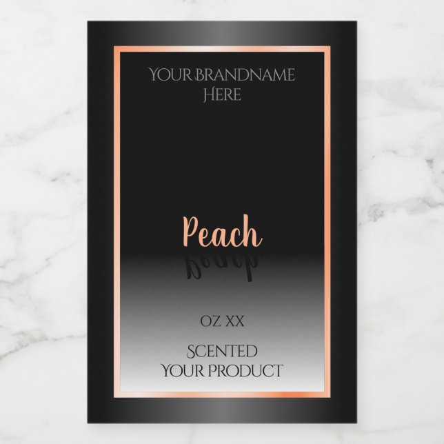 Étiquettes de produit noir et blanc élégant Peach  (Étiquettes simples)