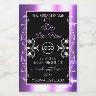 Étiquettes de produit noir violet brillant avec lo