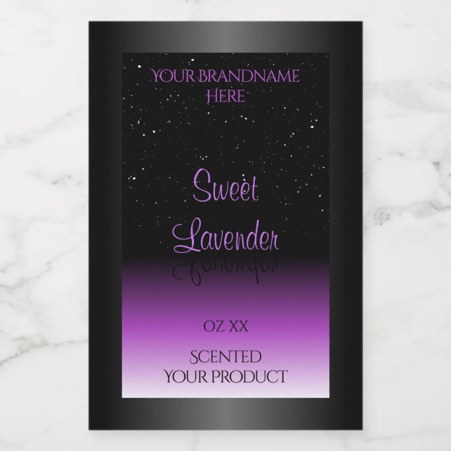 Étiquettes de produit noir violet luxueuses avec p (Étiquettes simples)