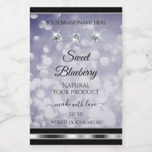 Étiquettes de produit pailletées bleues glamour av