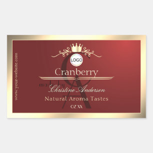 Étiquettes de produit Rouge Vin Logo Cadre Or Mono