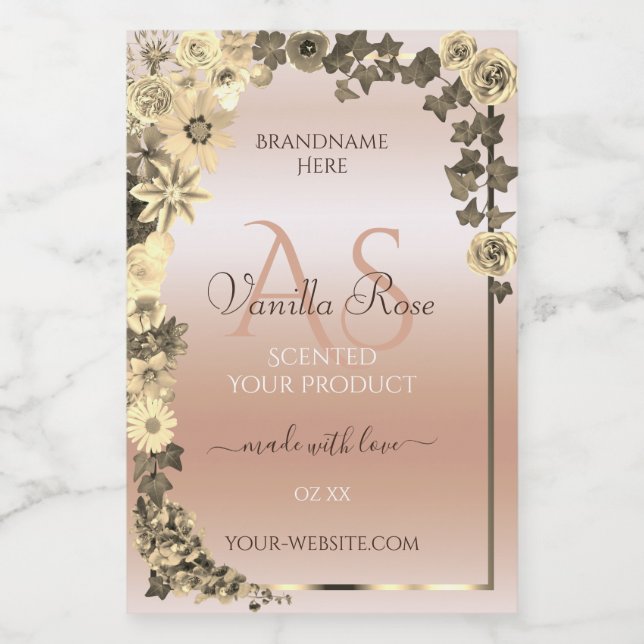 Étiquettes de produit Teinte rosée pastel fleuri a (Étiquettes simples)