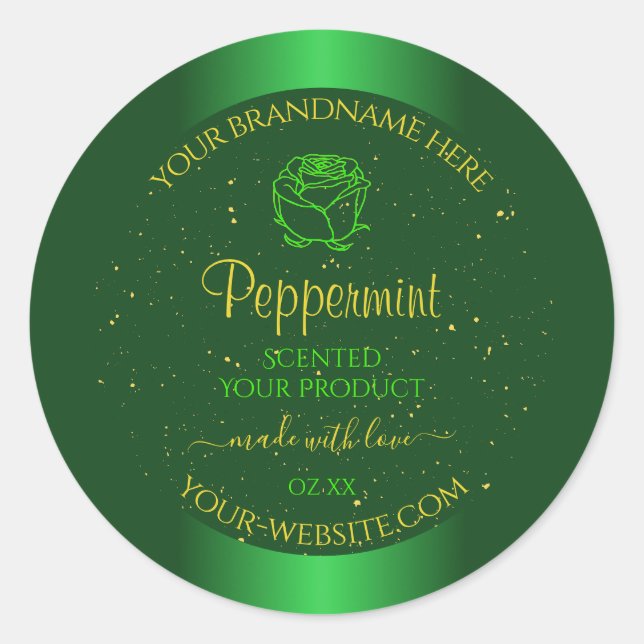 Étiquettes de produit vert chatoyant Fleur Parties (Devant)