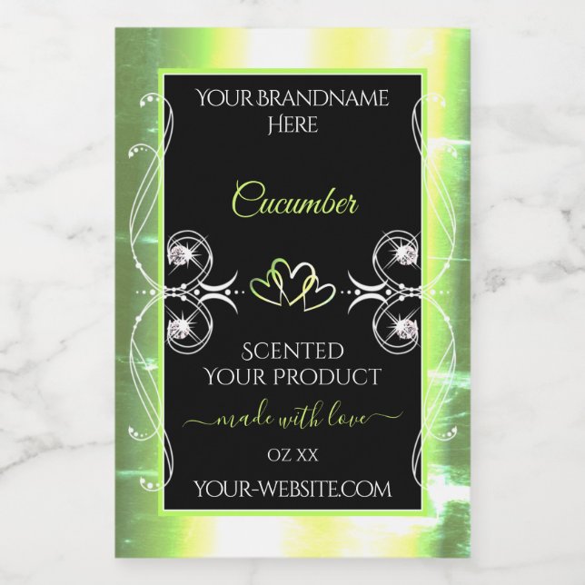 Étiquettes de produit vert clair brillant et noir  (Étiquettes simples)