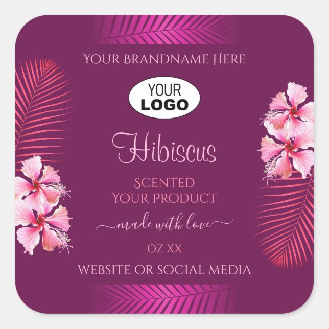 Étiquettes de produit violet rose Hawaii Fleurs Aj (Devant)