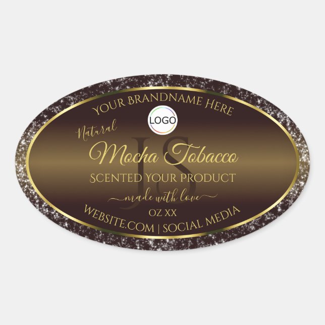 Étiquettes de produits à paillettes avec initiales (Devant)