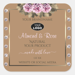 Étiquettes de produits beige roses roses Diamants