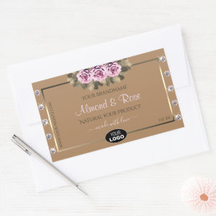 Étiquettes de produits beige roses roses Diamants 