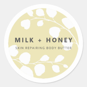 Étiquettes de produits beiges à la frontière feuil