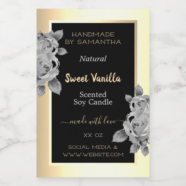 Étiquettes de produits Black Gold tendance Bougies (Étiquettes simples)