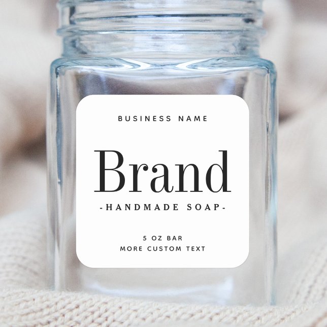 Étiquettes de produits blancs carrés de marque mod (Créateur téléchargé)