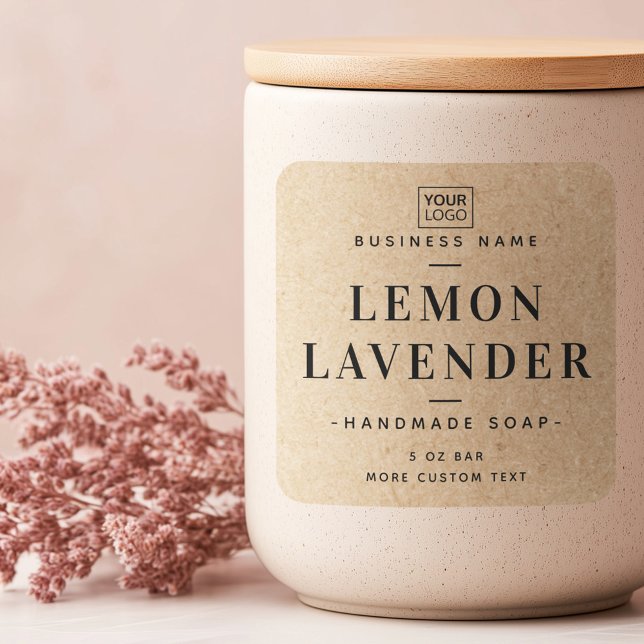 Étiquettes de produits carrées au look papier Kraf (Elegant Kraft paper look square product labels)