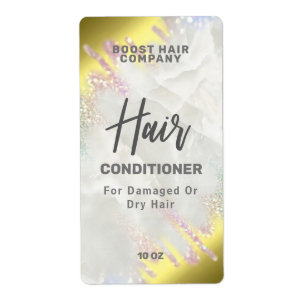 Étiquettes De Produits De Cheveux D'Or Et De Parti