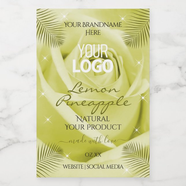 Étiquettes de produits de fleur de rose jaune Logo (Étiquettes simples)