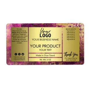 Étiquettes De Produits De Luxe Violet Et Or En Enc