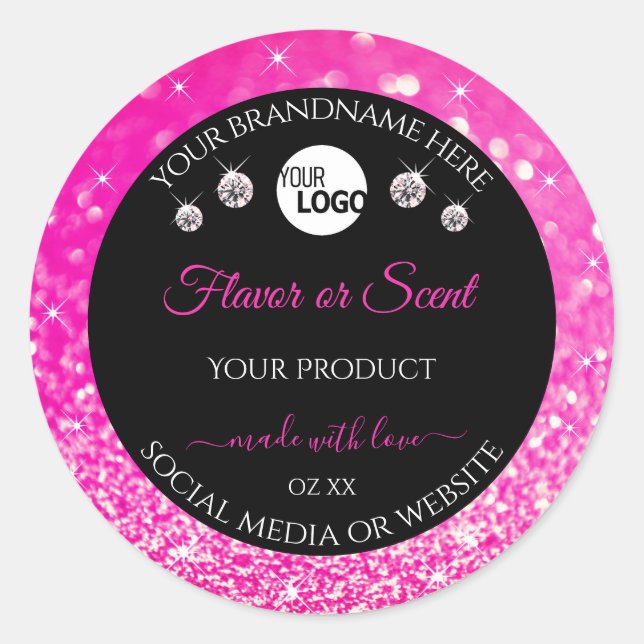 Étiquettes de produits de Parties scintillant noir (Devant)