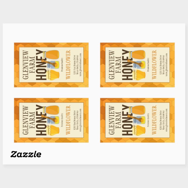 Étiquettes de produits de pots de miel et de peign (Feuille)