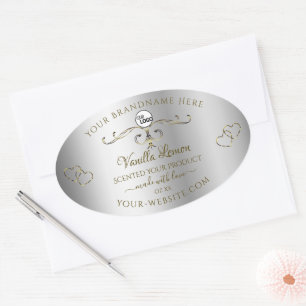 Étiquettes de produits en argent orné d'or de luxe