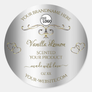 Étiquettes de produits en argent orné d'or de luxe