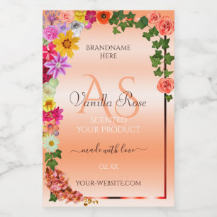 Étiquettes de produits en pastel floral pêche avec